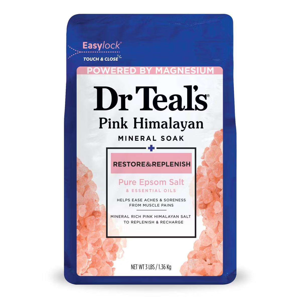 Dr Teal's Epsom Salt Magnesium Soak - Restore & Replenish with Pink Himalayan Mineral - 3 lbs | Target