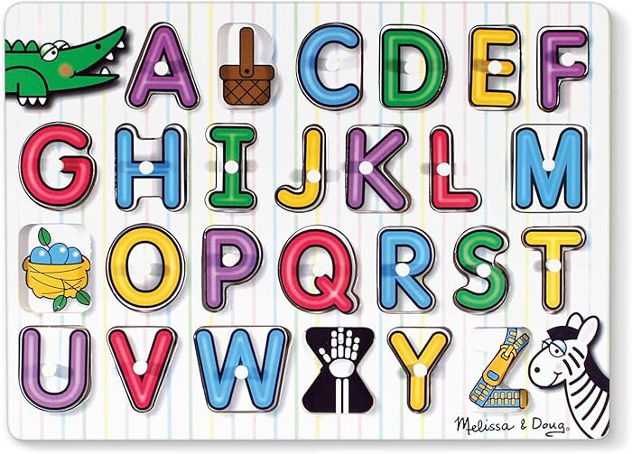 Melissa & Doug Lift & See Alphabet Wooden Peg Puzzle (26 pcs) - FSC Certified | Amazon (US)