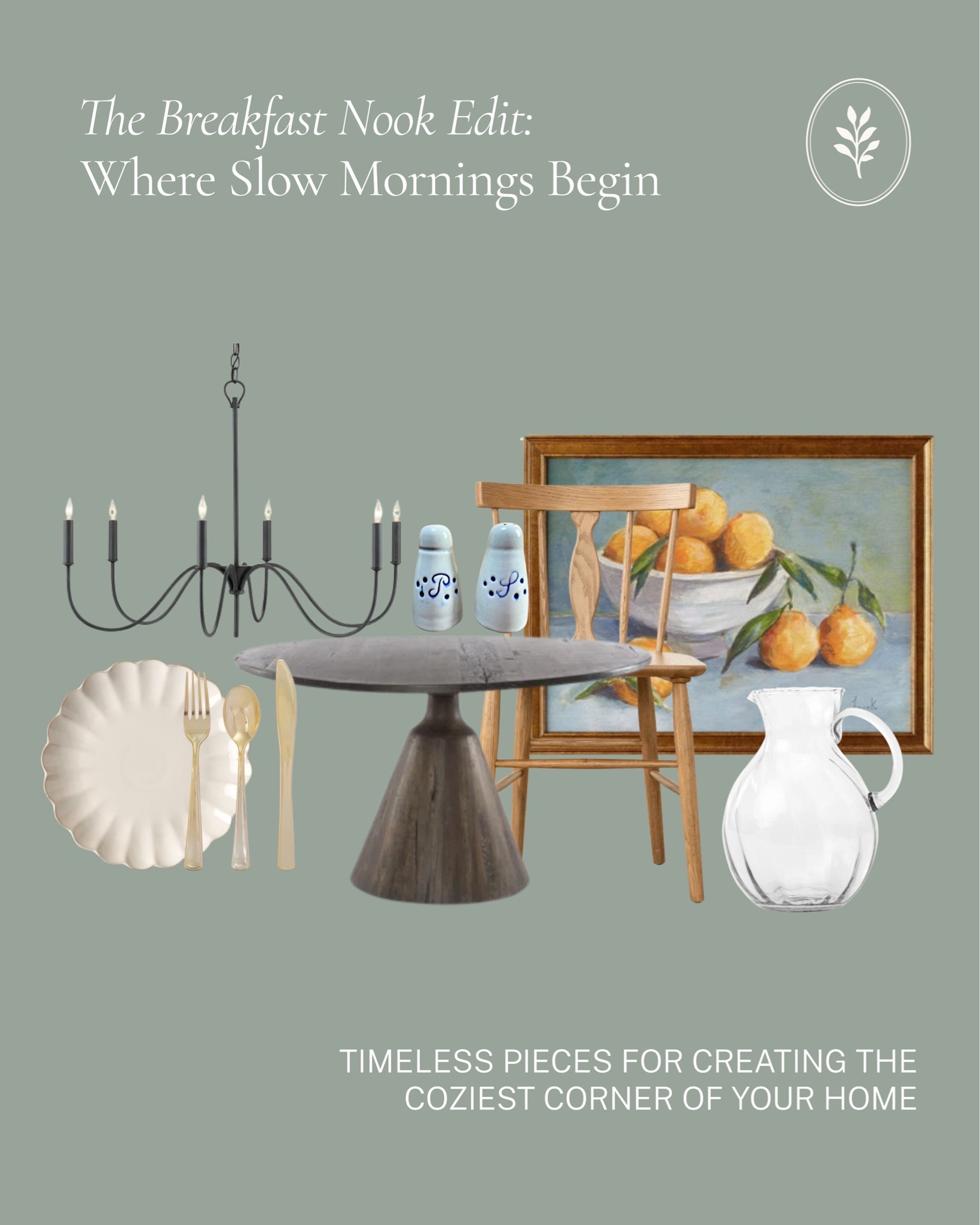 For slow mornings, second cups of coffee, and the little corner of the kitchen everyone seems to gather in.

A warm wood table, classic spindle chair, still-life artwork, simple white serveware, and traditional lighting create a breakfast nook that feels comfortable, collected, and ready for everyday life.

All linked here 🤍 #LTKhome