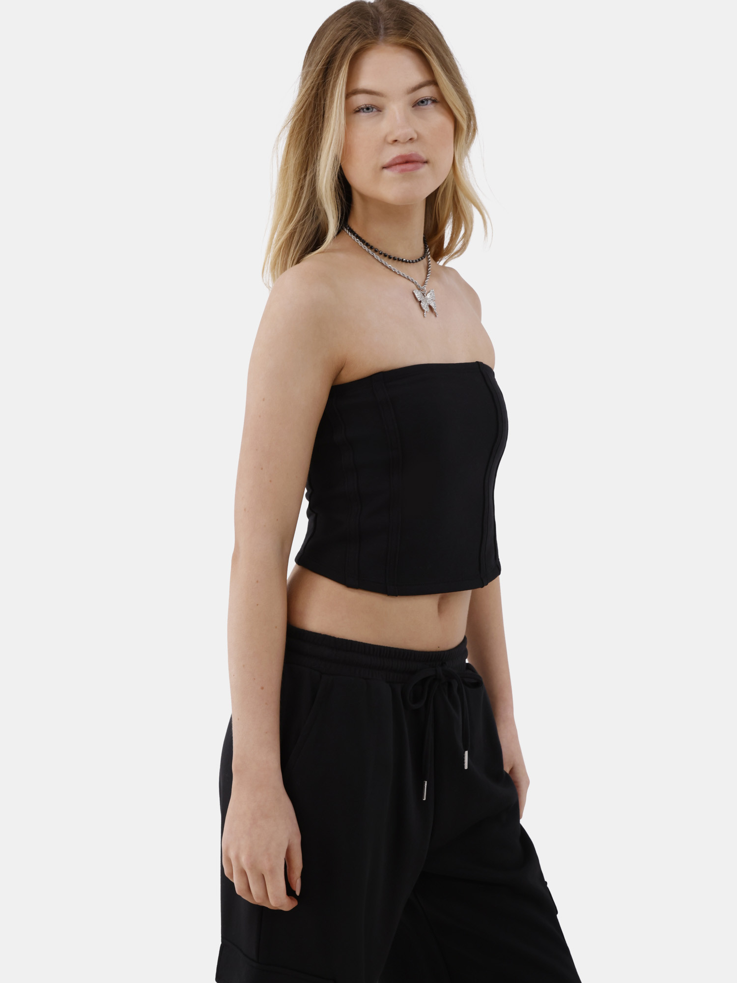 No Boundaries Tube Top and Sweatpants Set, 2 Piece, Women’s and Women's Plus | Walmart (US)