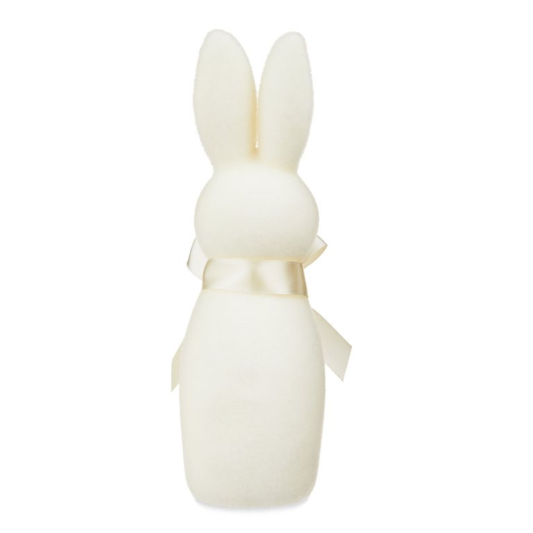 Easter Flocked Bunny Decor, Cream, 9 Inch, Way To Celebrate - Walmart.com | Walmart (US)