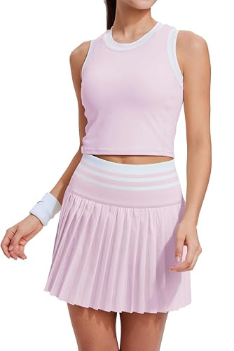 Two Piece Tennis Skirt Set for Women High Waisted Pleated Athletic Golf Skirt Sets Women 2 Piece ... | Amazon (US)