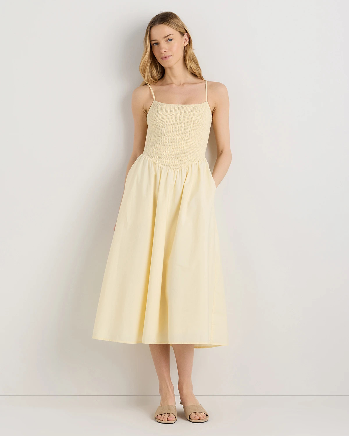 100% Organic Cotton Poplin Drop Waist Midi Dress | Quince