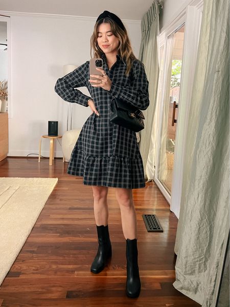 Able black gingham dress with & Other Stories black booties 

Dress: XXS/XS
Shoes: 6

#blackdress
#ginghamdress
#fallfashion
#fallstyle
#falloutfits
#able  
#booties 
#datenight
#sweater 
#blackbooties
#workwear
#businesscasual 

#LTKSeasonal #LTKstyletip #LTKworkwear