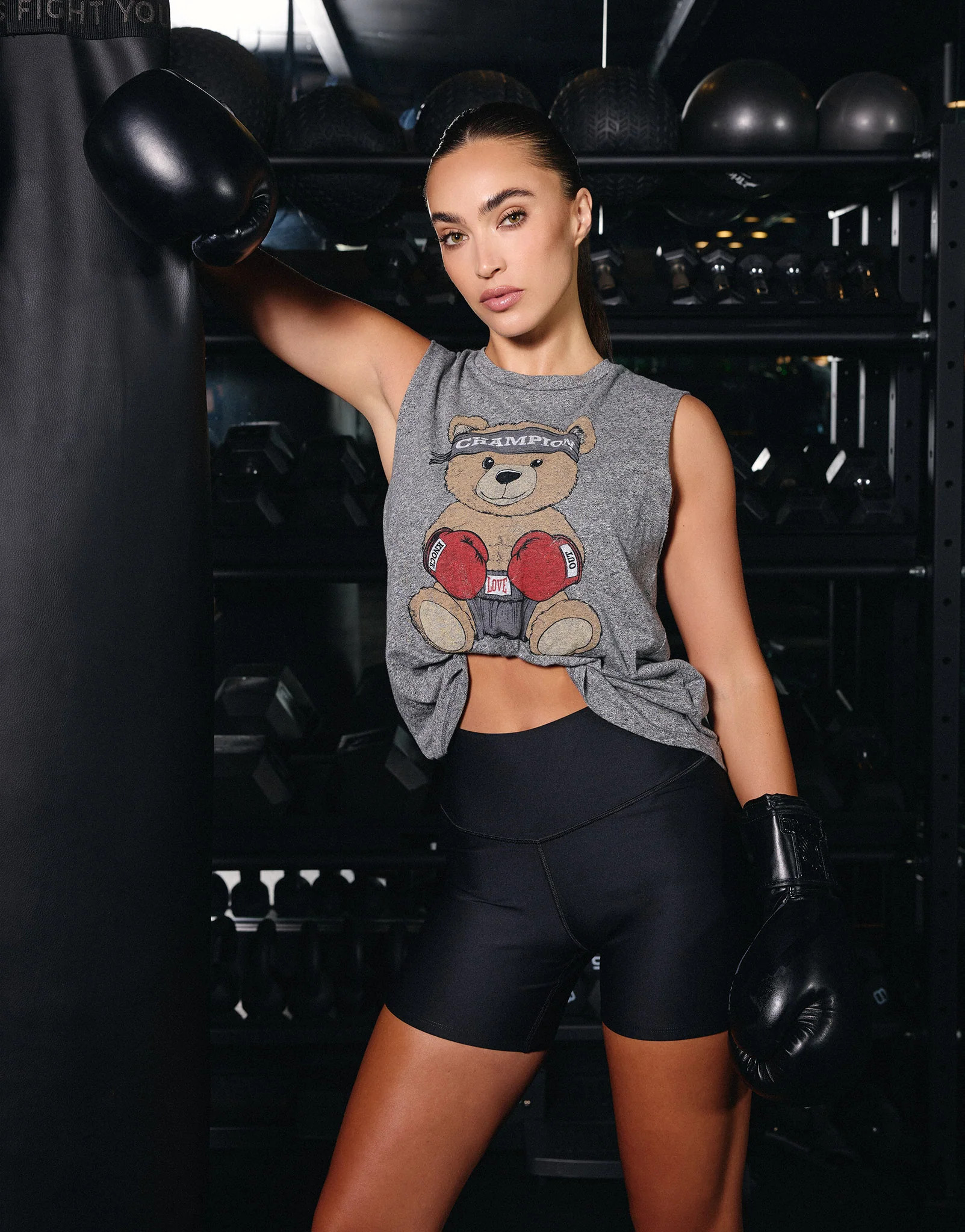 Boxing Bear Oversized Tank in Heather Grey | Kerry by Lauren Moshi | Lauren Moshi