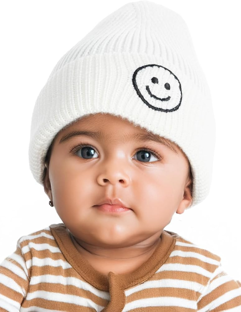 Funky Junque Baby Beanie Smiley Face Winter Hat Infant Caps Toddler Beanie Warm Soft Winter Hat f... | Amazon (US)