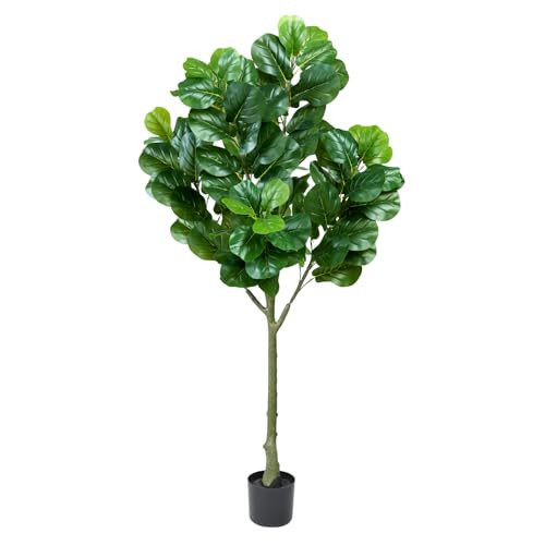 Tregefly Artificial Fiddle Leaf Fig Tree, 6 feet Large Faux Tree with 116 Fiddle Leaves, Decorative Green Tall Fake Ficus Lyrata Silk Tree Plant in Pot for Living Room Bedroom Home Decor Indoor 104 | Amazon (US)
