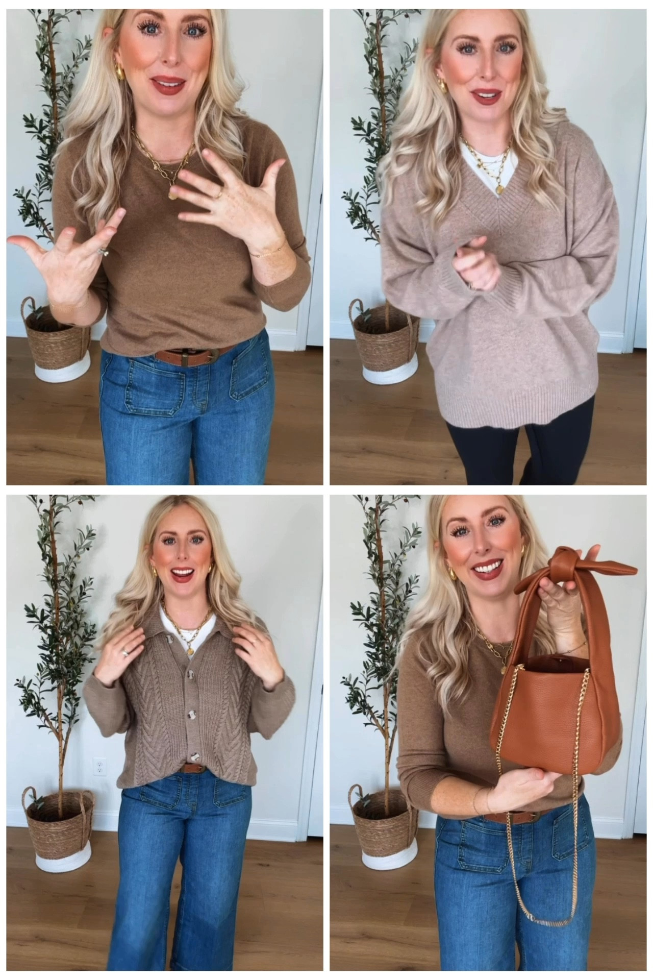 Quince cashmere and wool sweaters, leather bow bag 

#LTKVideo #LTKFindsUnder100 #LTKSeasonal