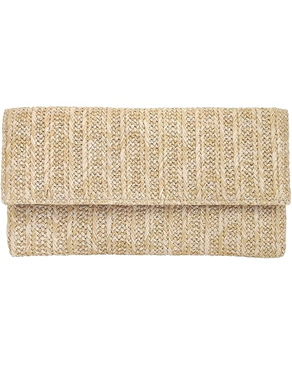 JNB Natural Straw Flat Clutch | Amazon (US)