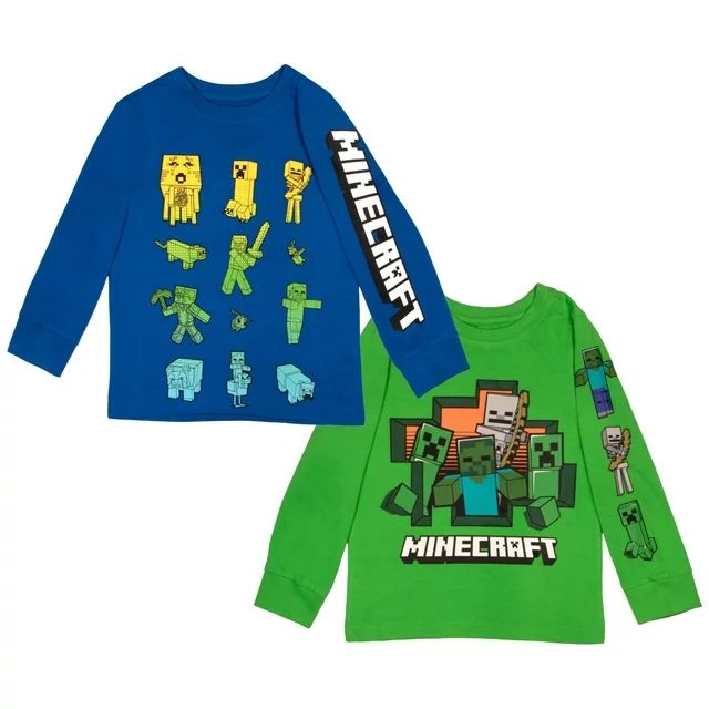 Minecraft Characters Boys Long Sleeve T-Shirt, 2-Pack Bundle Set for Kids and Toddlers (Size 4-16... | Walmart (US)