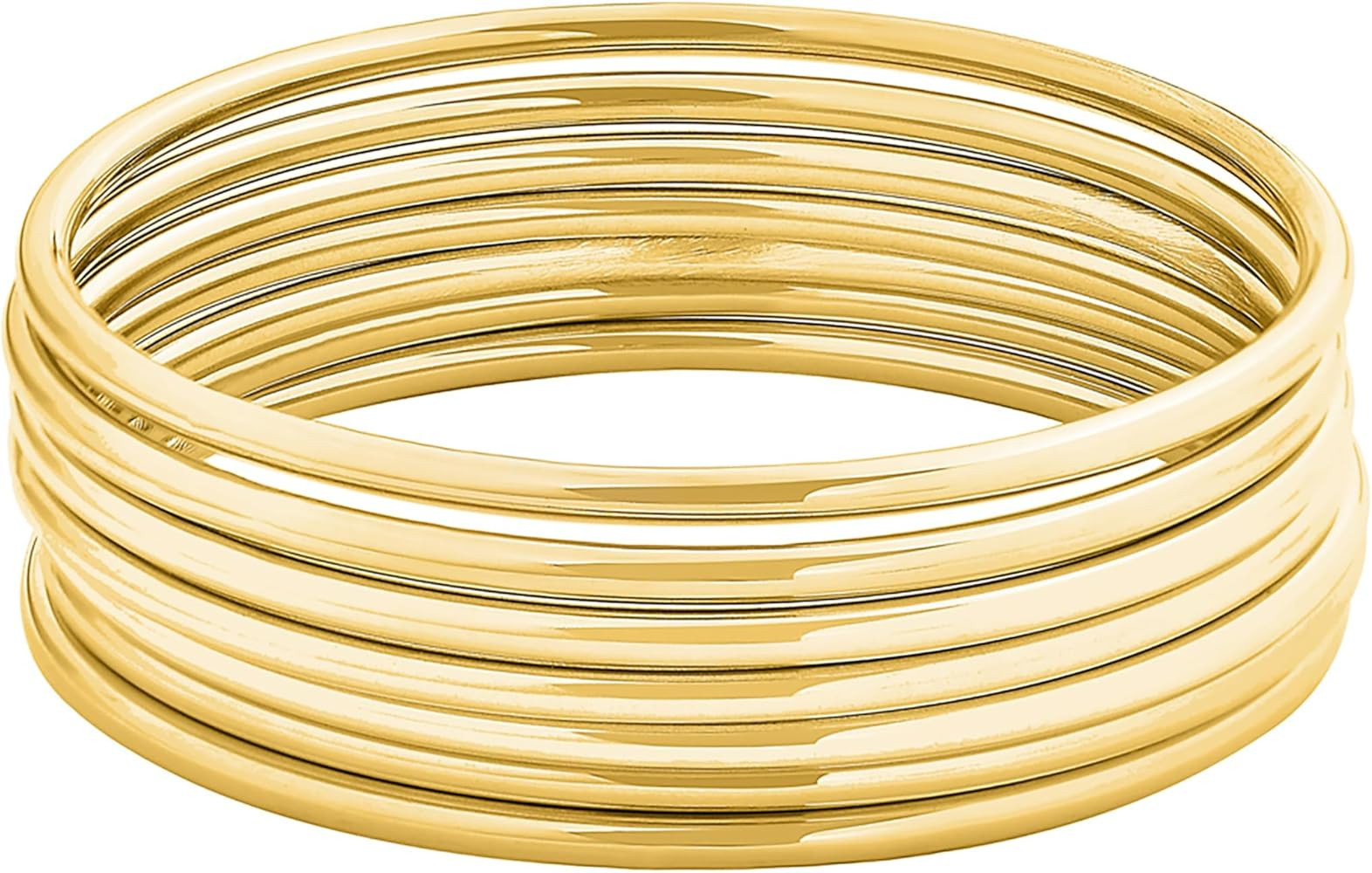 Edforce Stainless Steel Glossy Thin Round Bangle Bracelet Set for Women, Set of 7 | Amazon (US)