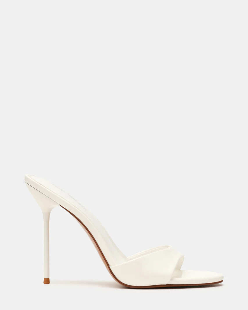 DAVINA White Patent Rounded Open-Toe Mule Stiletto Women's Heel | Steve Madden (US)