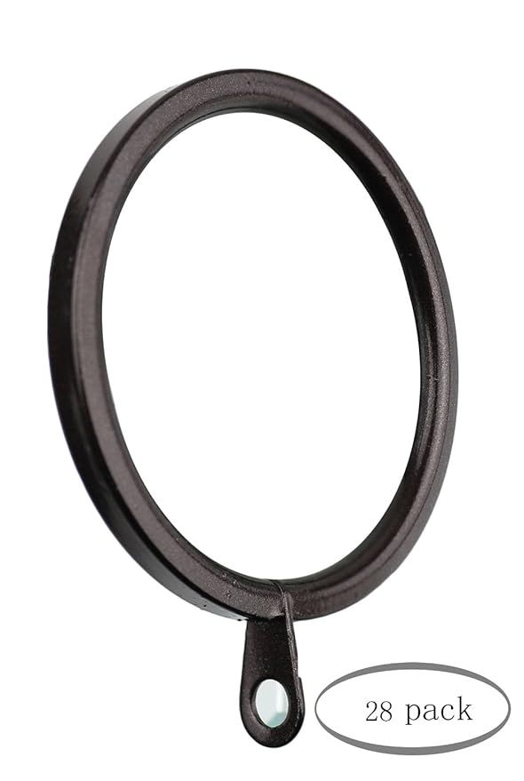 MERIVILLE 28 pcs Oil-Rubbed Bronze 1.5-Inch Inner Diameter Metal Flat Curtain Rings with Eyelets,... | Amazon (US)