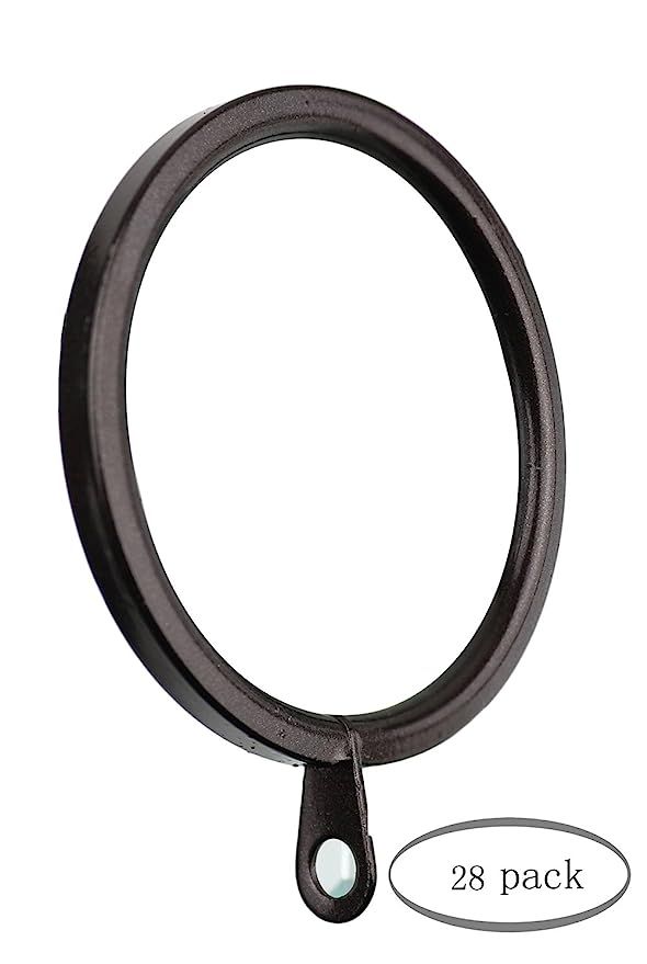 MERIVILLE 28 pcs Oil-Rubbed Bronze 1.5-Inch Inner Diameter Metal Flat Curtain Rings with Eyelets,... | Amazon (US)