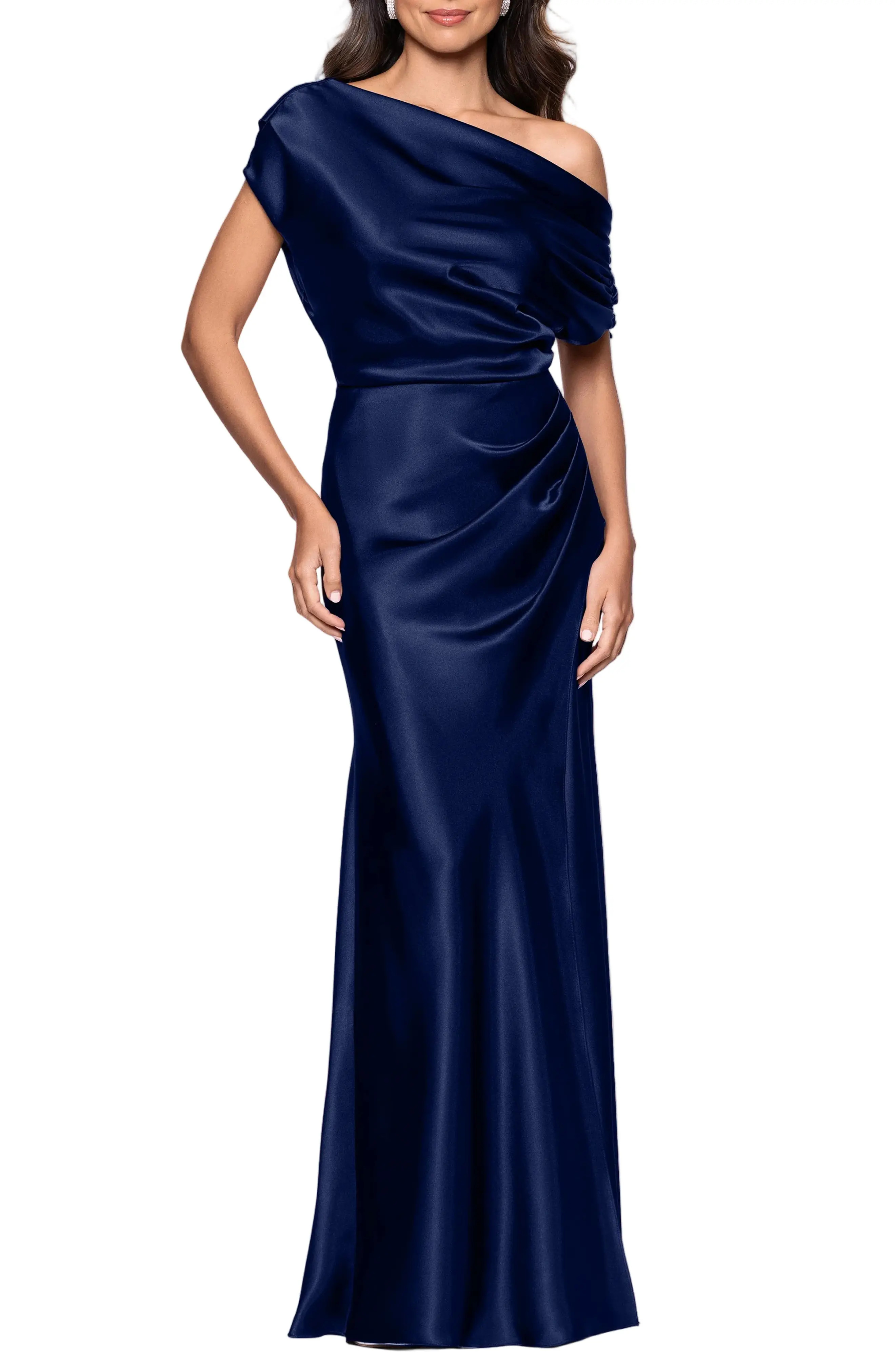 Betsy & Adam One-Shoulder Satin Gown (Women) | Nordstrom | Nordstrom