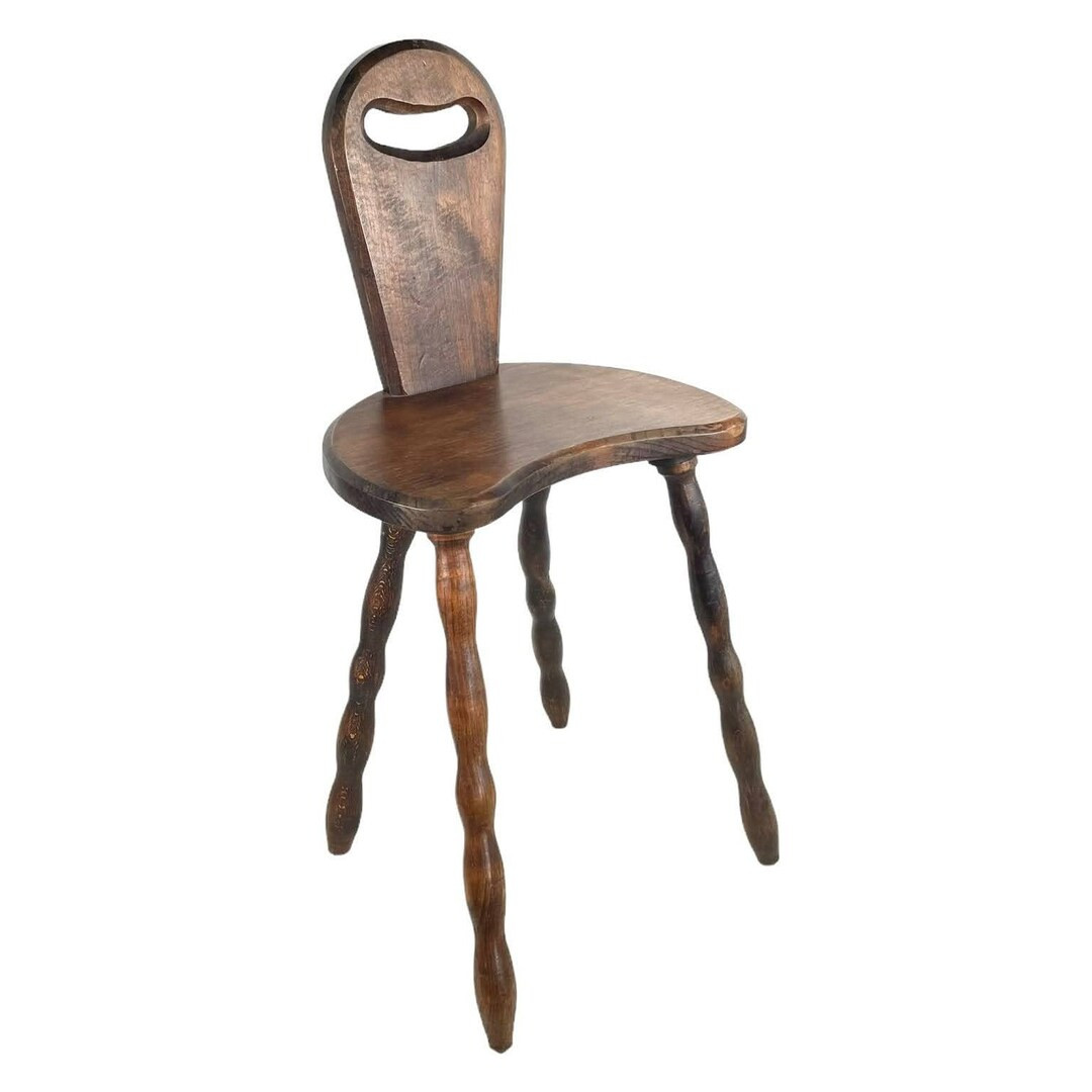 Vintage French Wooden Wood Milking Stool Chair Seat Kitchen Table Plant Pot Farm Cow Goat Taboure... | Etsy (US)