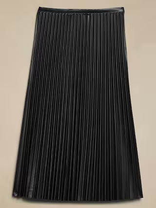 Vegan Leather Pleated Midi Skirt | Banana Republic Factory