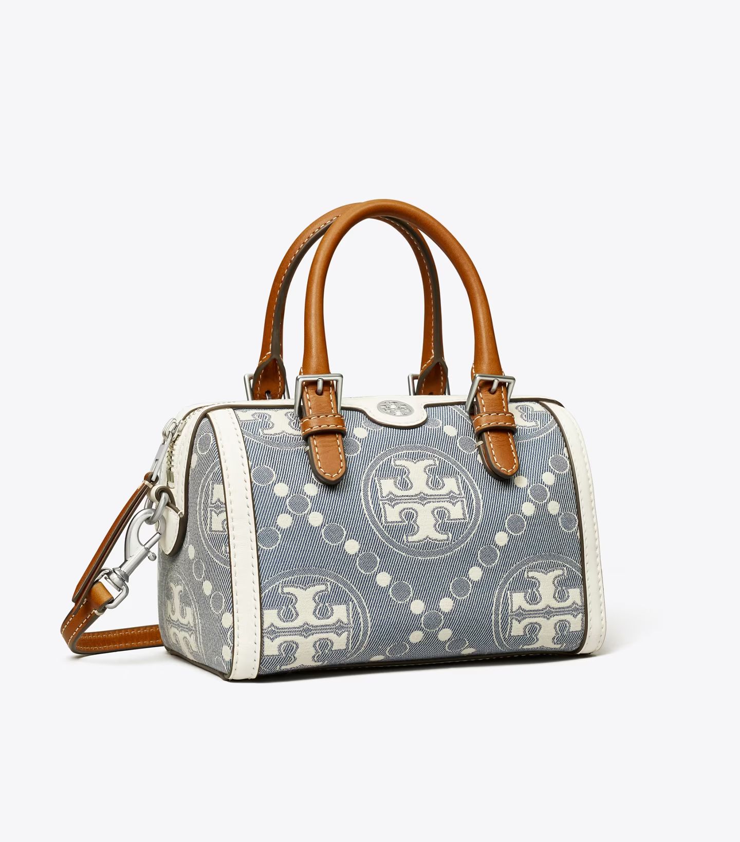 Petite T Monogram Denim Barrel Bag: Women's Designer Crossbody Bags | Tory Burch | Tory Burch (US)