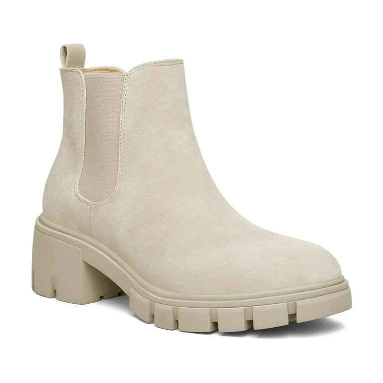 Mysoft Women's Beige Platform Chelsea Boots Ankle Boots Size 8 | Walmart (US)