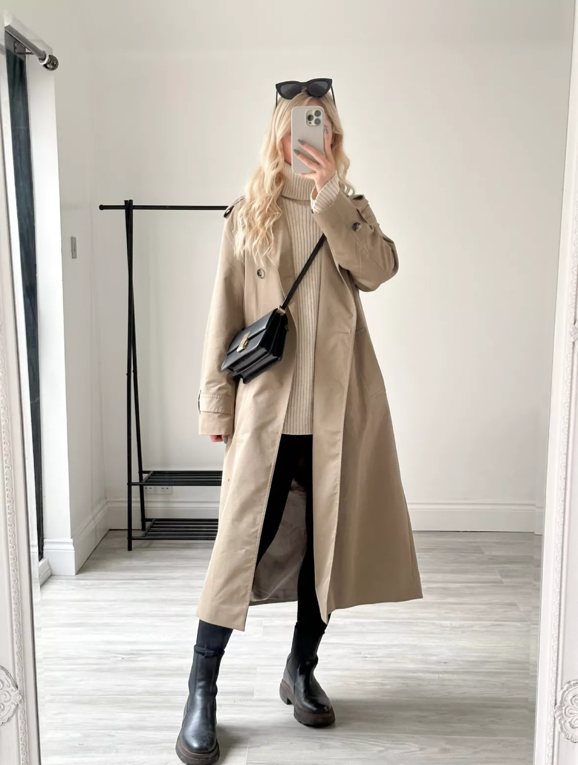 Cream faux leather crop trench coat curated on LTK