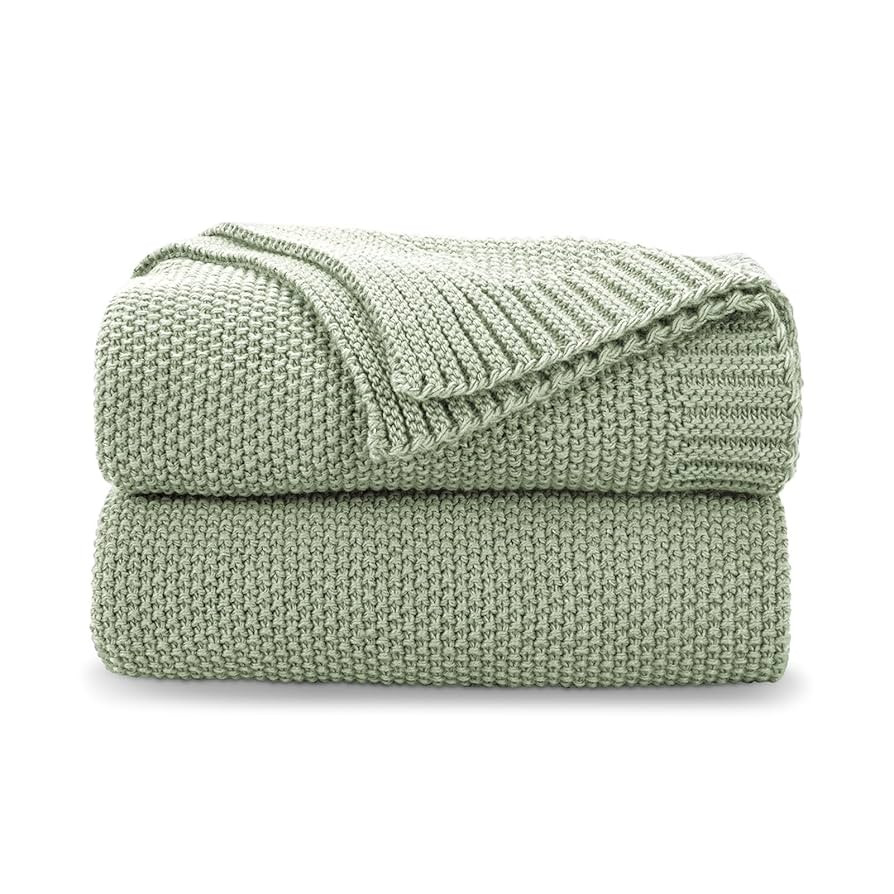 CozeCube Sage Green Throw Blanket for Couch, Soft Cozy Cable Knit Throw for Bed Sofa Living Room,... | Amazon (US)