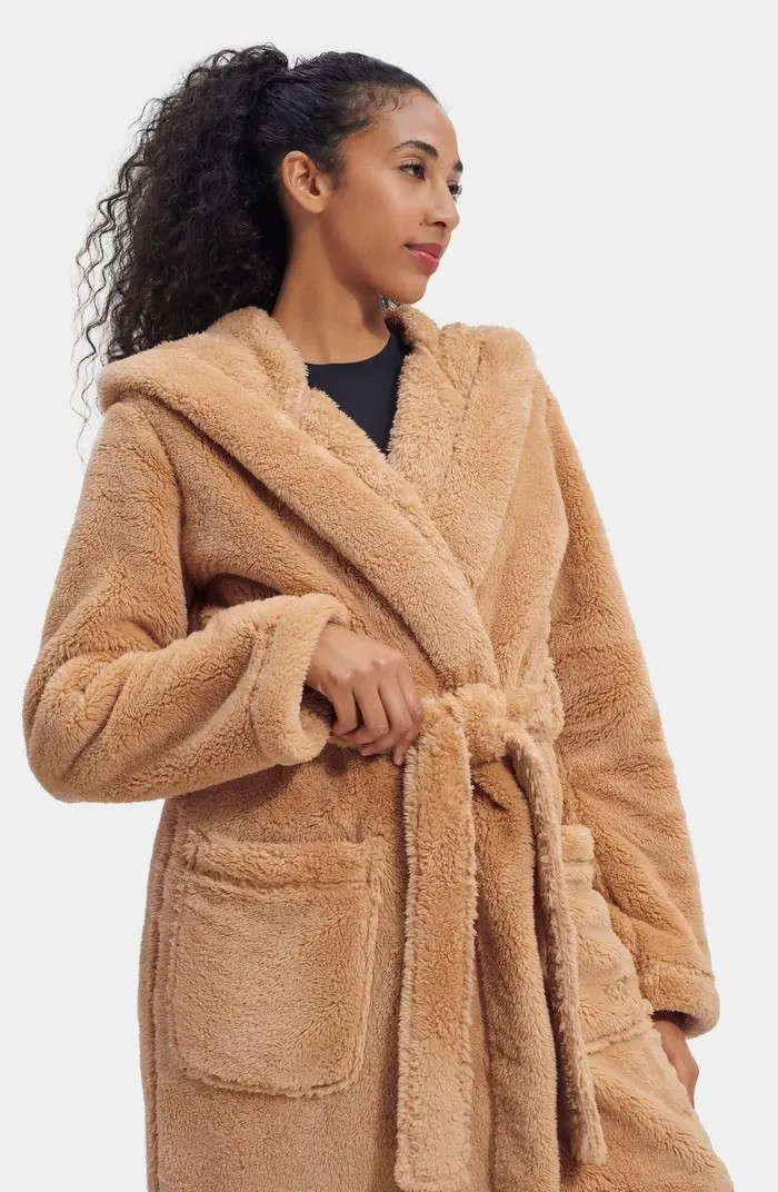 Aarti Faux Shearling Hooded Robe | Nordstrom