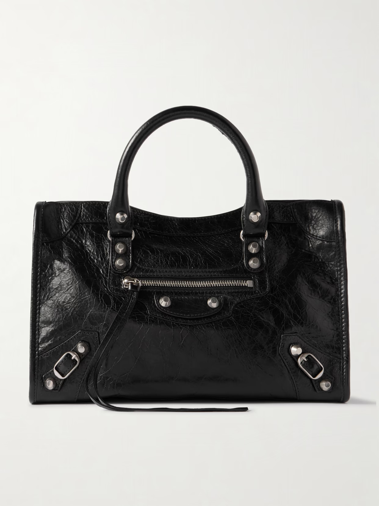 Balenciaga - Le City Small Embellished Textured-leather Tote - Black | NET-A-PORTER (UK & EU)