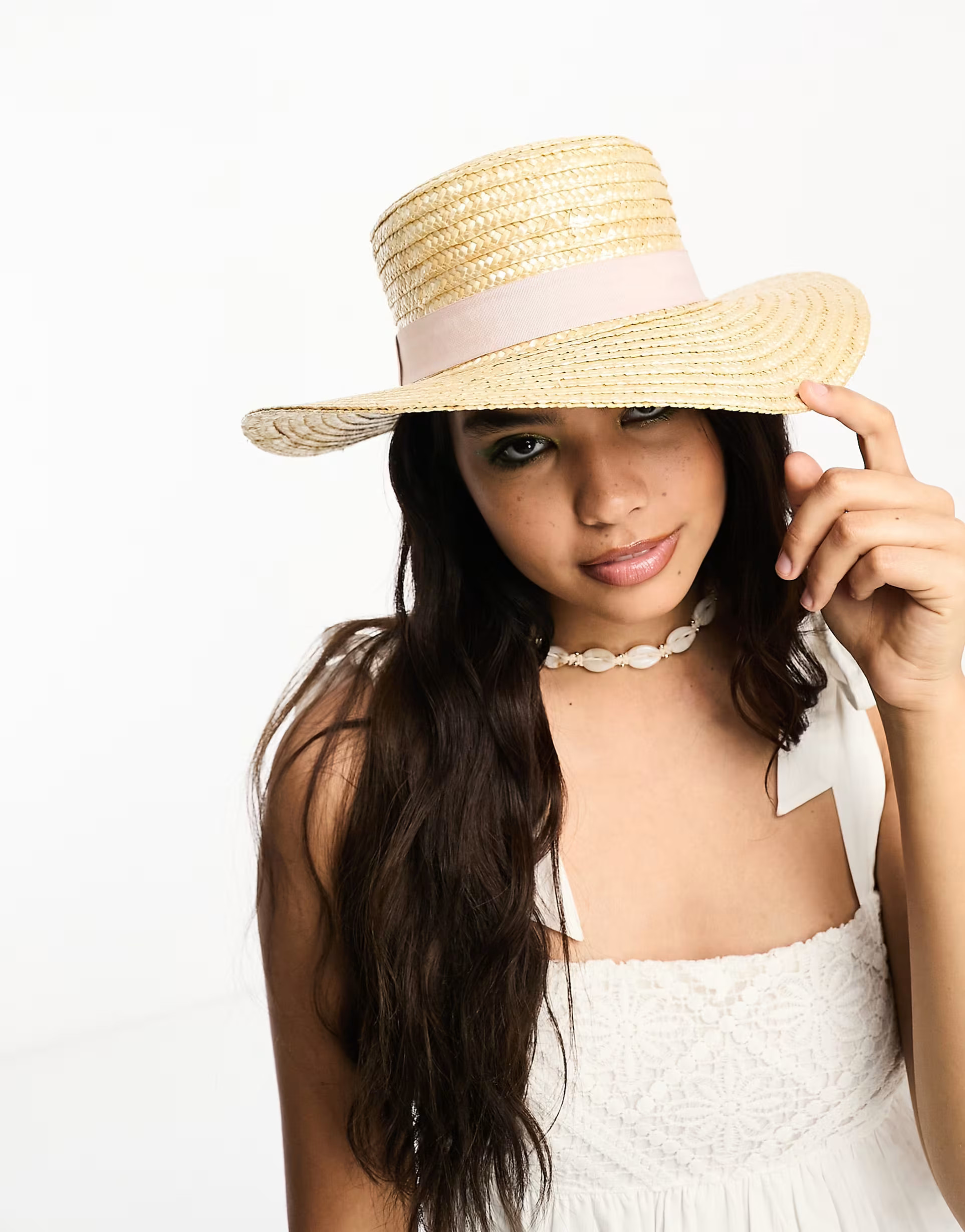 ASOS DESIGN natural straw easy boater with size adjuster and light band | ASOS (Global)