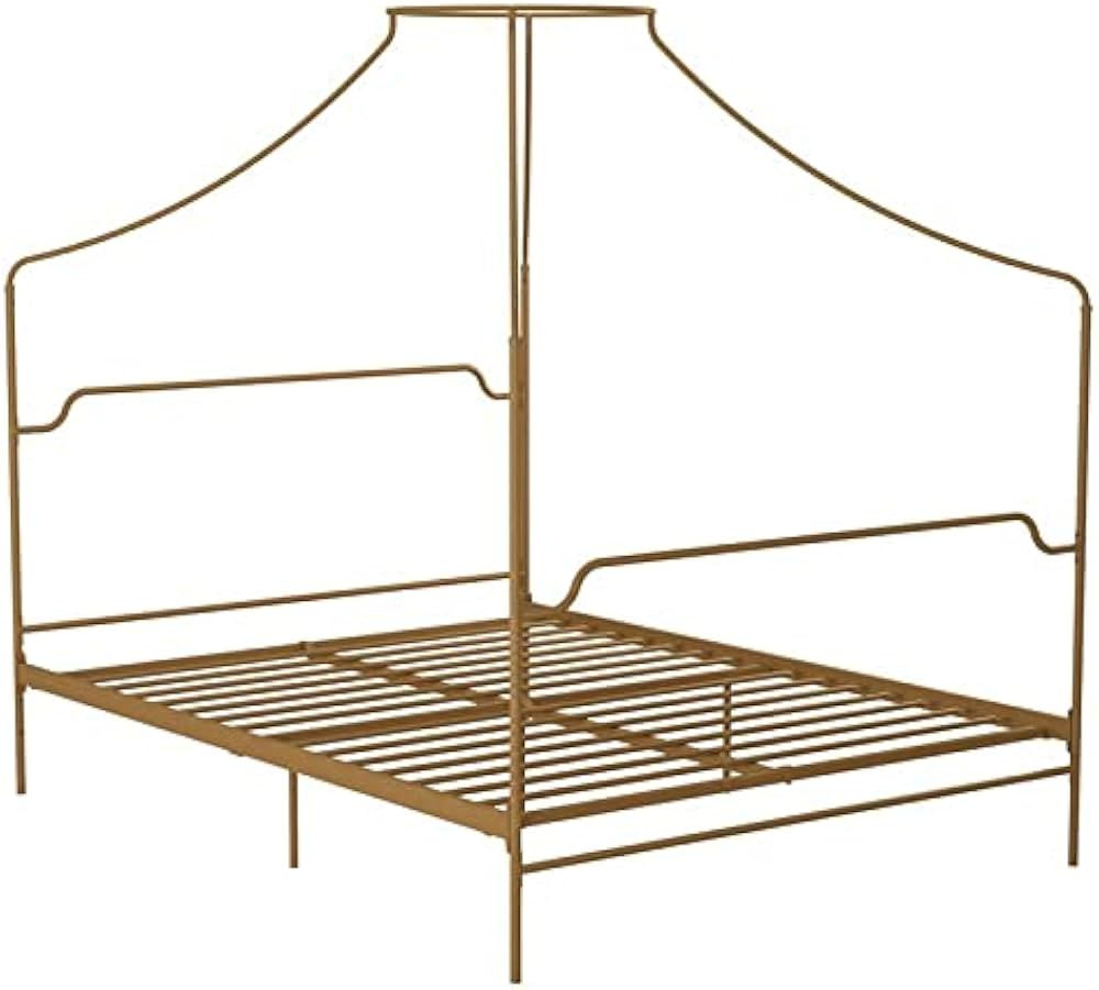 Novogratz 4461339N Camilla Metal Canopy, Queen Size Frame, Gold Bed | Amazon (US)