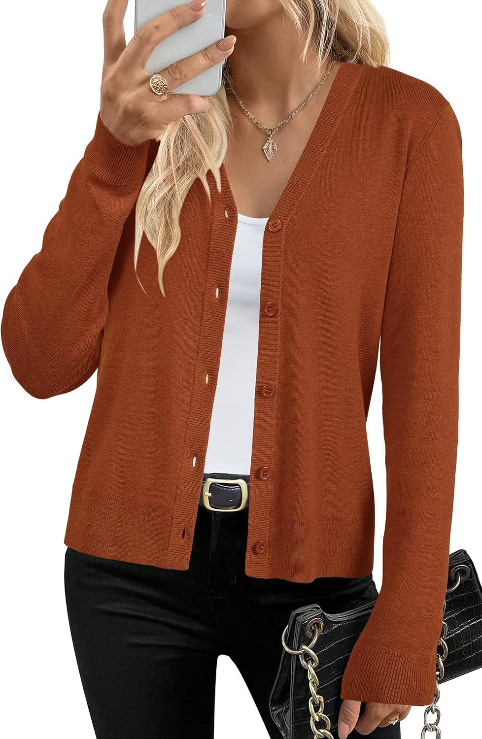 Arach&Cloz Women's Wool Blend Business Casual Fall Cardigan Sweaters Tops | Amazon (US)
