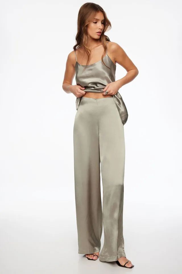 Malika Satin Wide Leg Pant | Dynamite Clothing