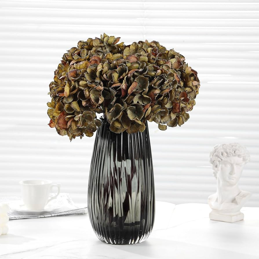 Fall Artificial Dried Hydrangea Flowers, Vintage Green Dried Look, Fall Faux Flowers, Single Stem... | Amazon (US)