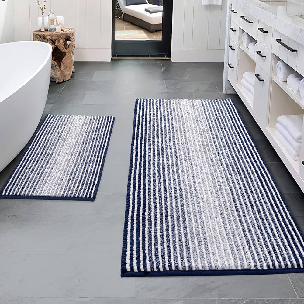 BSICPRO Bathroom Rugs and Mats Sets, 2 Piece Thick Absorbent Chenille Non Slip Soft Shaggy Floor ... | Amazon (US)