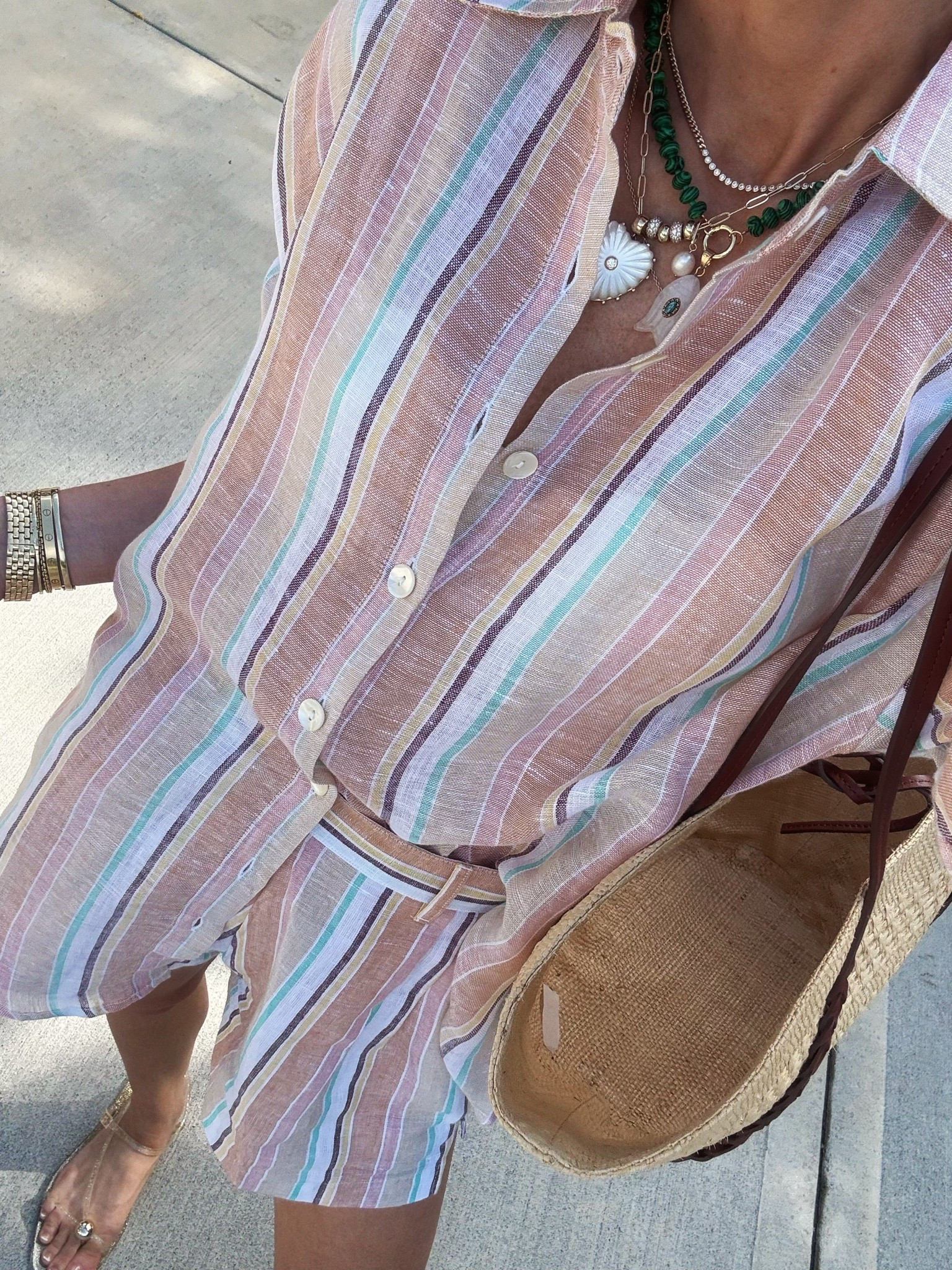 Summer outfit of the day! I love this matching striped set. It comes in so many colors! I added my shoes plus a more affordable option as well 🤎

#LTKootd #LTKOver40 #LTKSeasonal