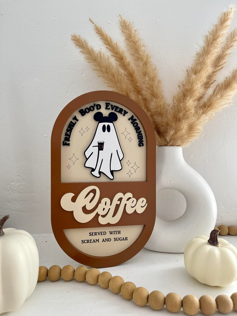 Freshly Boo'd Coffee Sign Halloween Coffee Sign Mickey Ghost Coffee Sign Coffee Decor - Etsy | Etsy (US)