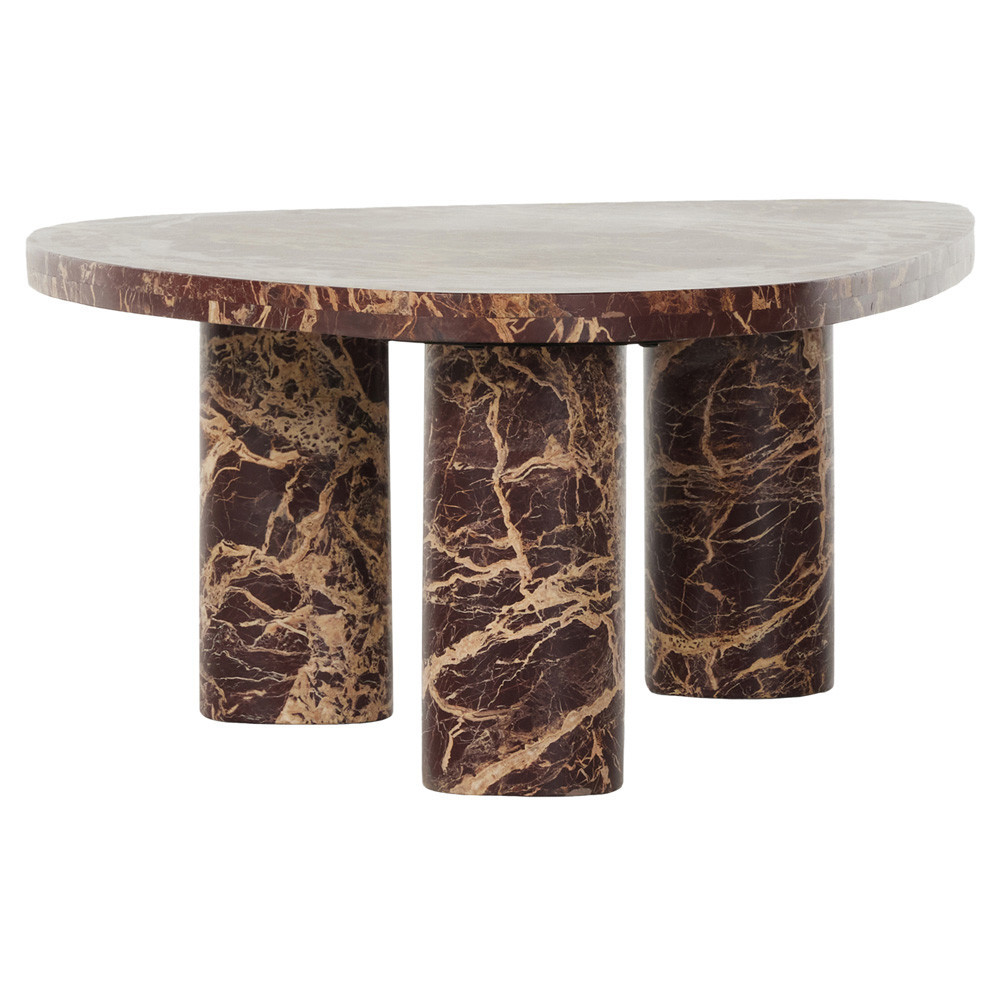 Zayden Modern Classic Merlot Red Solid Marble Coffee Table - 48 | Kathy Kuo Home