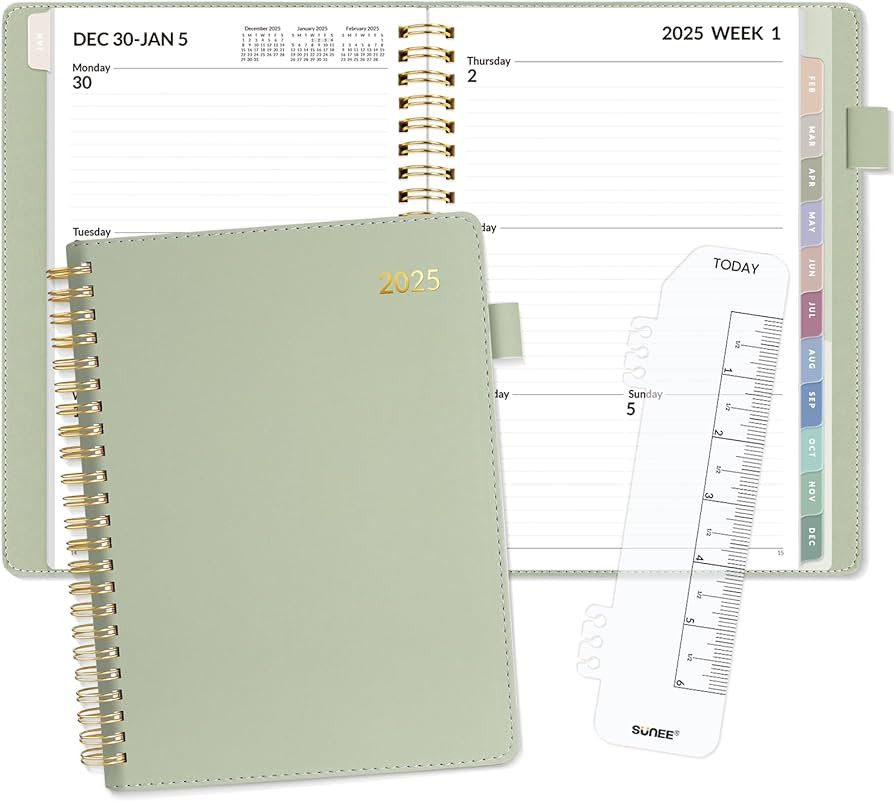 SUNEE 2025 Weekly & Monthly Planner 6.4"x8.5"- 12 Month (January 2025 - December 2025), Vegan Lea... | Amazon (US)