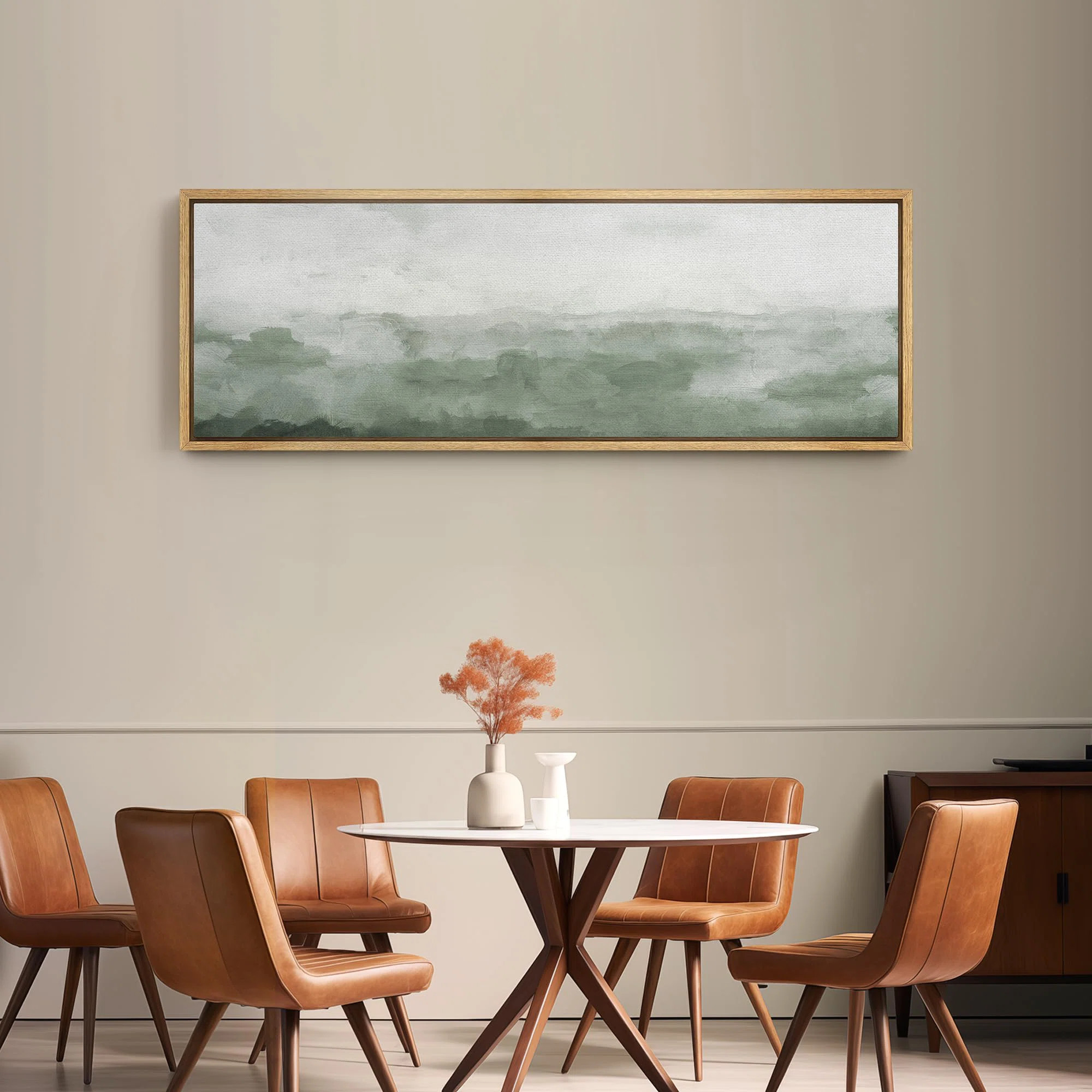 Minimal Landscape " Misty Green Horizon Modern Art Relax/Calm WarmExtra Large Wall Decor Office " | Wayfair North America