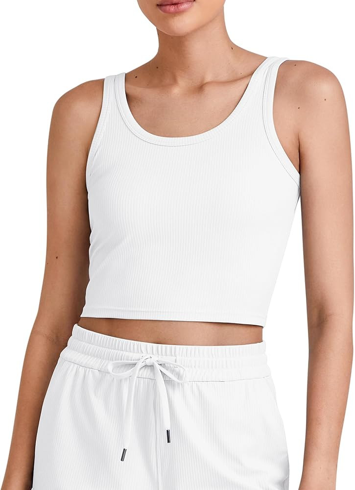 G4Free Workout Tank Tops for Women Slim Fitted U Neck Ribbed Athletic Gym Yoga Cropped Tanks Summ... | Amazon (US)