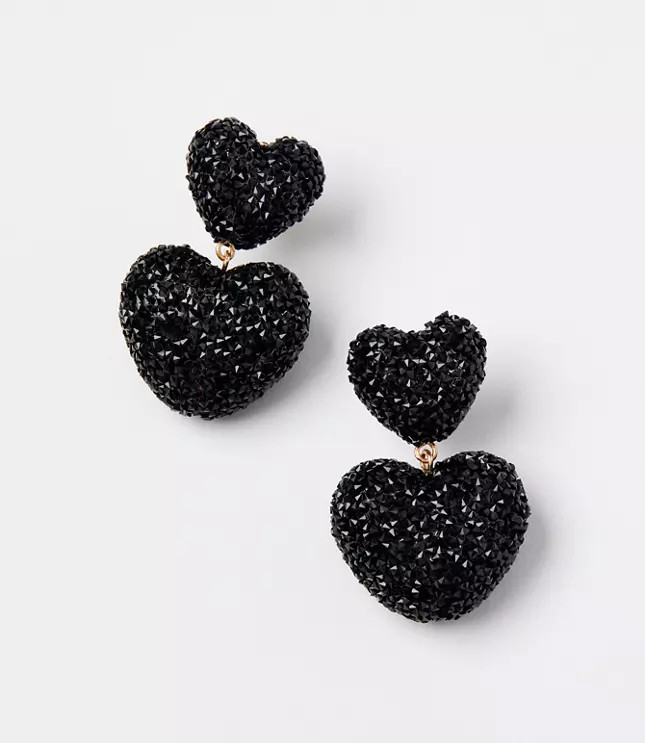 Sparkle Heart Statement Drop Earrings | LOFT