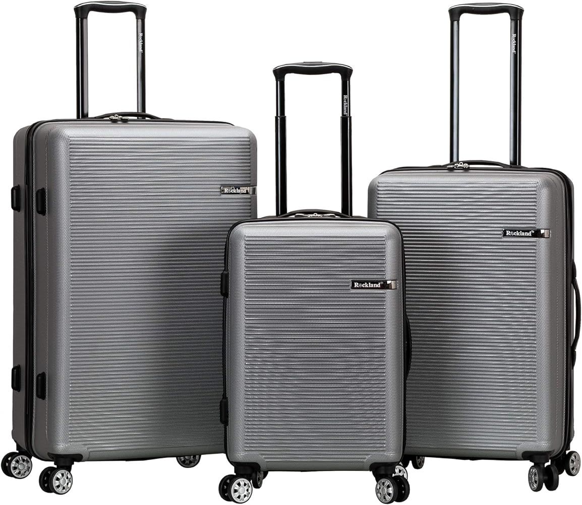 Rockland Skyline Hardside Spinner Wheel Luggage Set, Silver, 3-Piece (20/24/28) | Amazon (US)