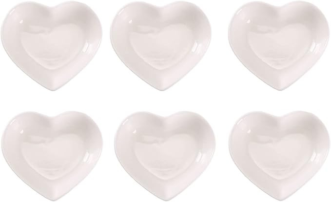 WHJY White Love Heart Shaped Ceramic Side Dish Bowl, Contemporary Porcelain Side Dishes Bowl, Sea... | Amazon (US)