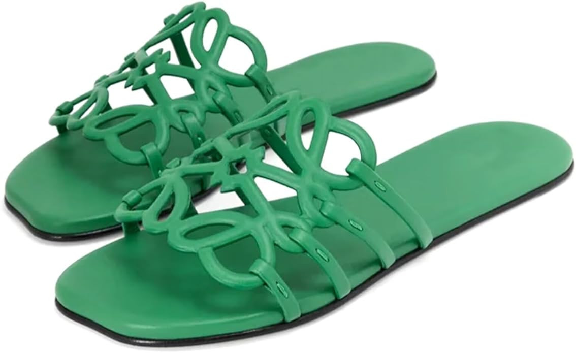 Laser-Cut Lattice Flat Slide Sandals | Amazon (US)