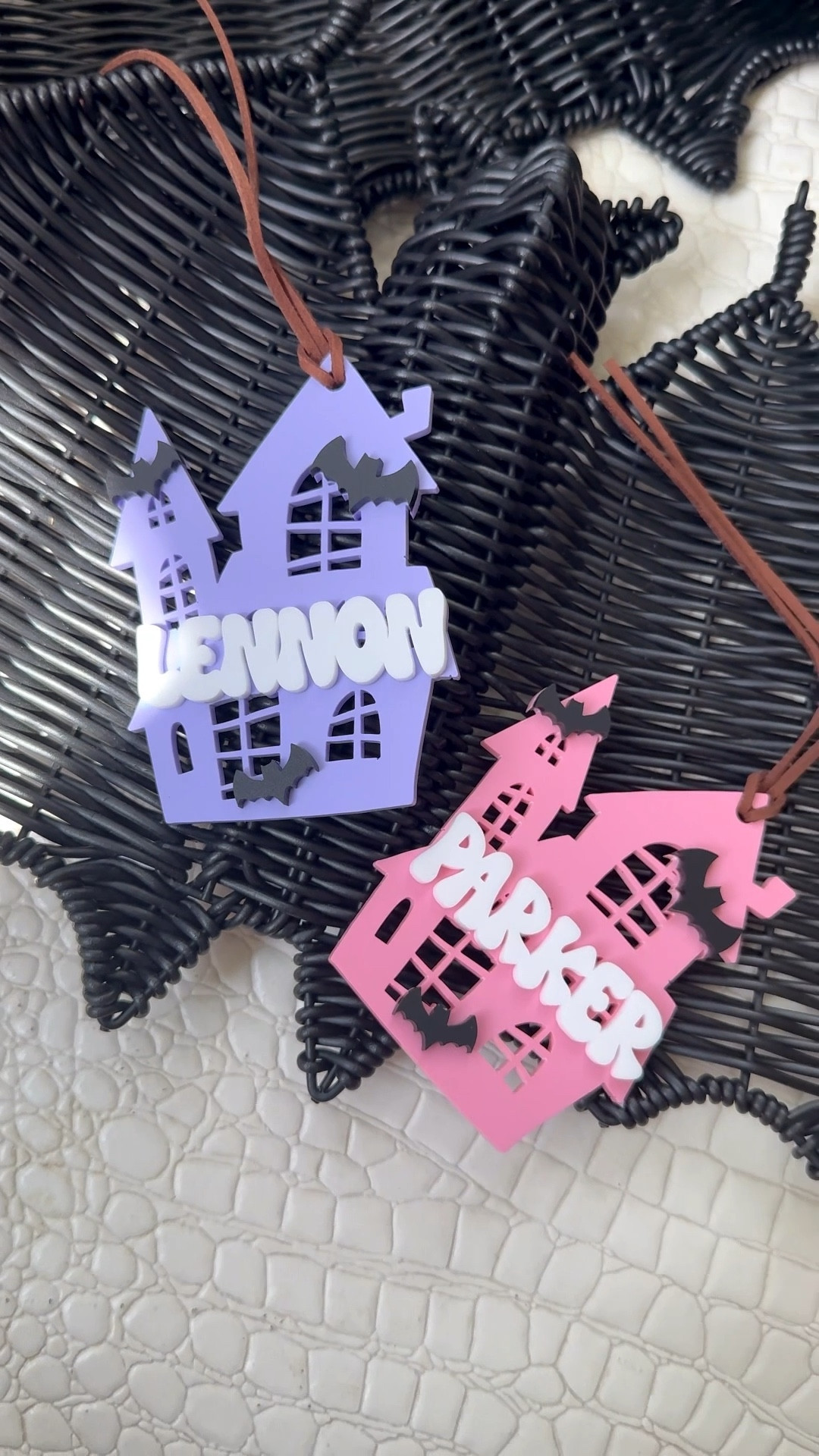 Spooky season just got cuter 👻✨ Personalized haunted house tags for our girls! the perfect touch for Halloween baskets, décor, or party favors! Would you do purple or pink for your little ghoul? 🏠🦇 #HalloweenDecor #PersonalizedHalloween #HalloweenBasketIdeas #KidsHalloween #SpookySeasonVibes #HalloweenAesthetic #HalloweenStyle #HalloweenFavorites #SpookyCute #HalloweenFun #LTKHoliday #LTKHalloween #LTKKids #HalloweenFinds #LTKSeasonal #BooBasket #BooBasketIdeas

#LTKKids #LTKSeasonal #LTKParties