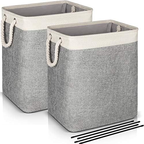 Laundry Basket with Handles 2 Pack, JOMARTO Collapsible Linen Laundry Hampers Built-in Lining wit... | Amazon (US)
