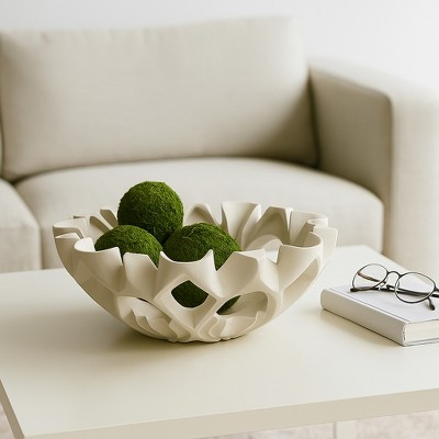 Eye Catching Carved Decorative Bowl for Centerpiece Table Decorations - Unique Table Bowl Decor for Keys or Candy Holder -6", White | Target