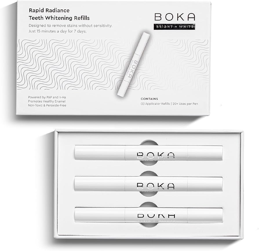 Boka Teeth Whitening Kit 3-Pack Refills w/LED Light for Sensitive Teeth - 15 Minutes for Whiter T... | Amazon (US)