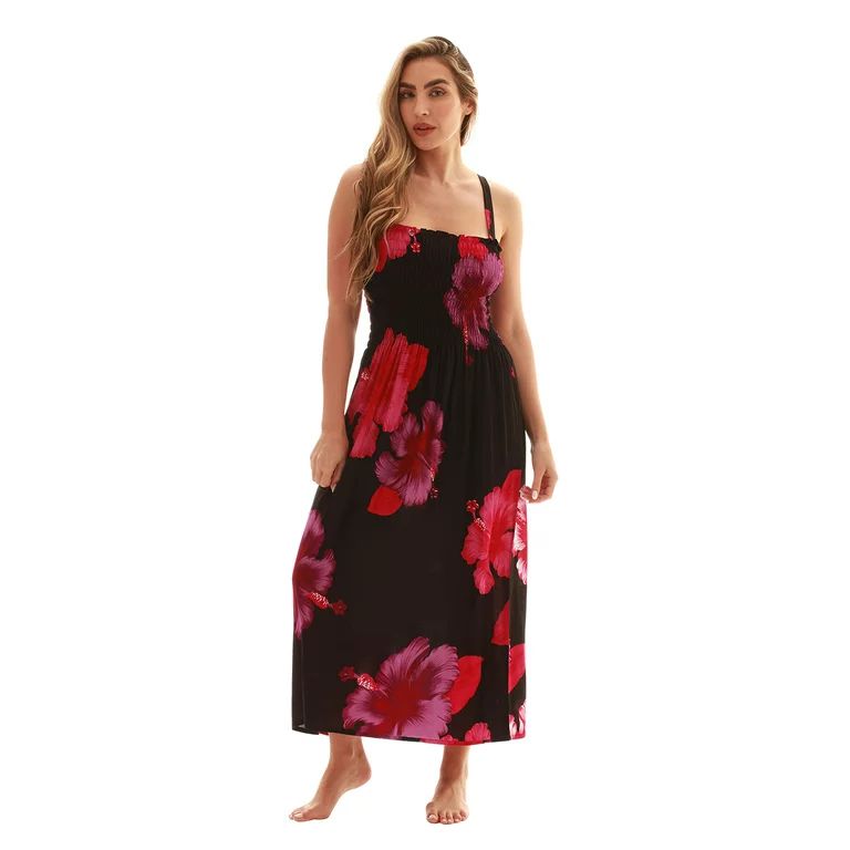 Just Love Floral Print Tube Sundress Swimwear Cover Up Summer Dress for Women (Black With Big Flo... | Walmart (US)