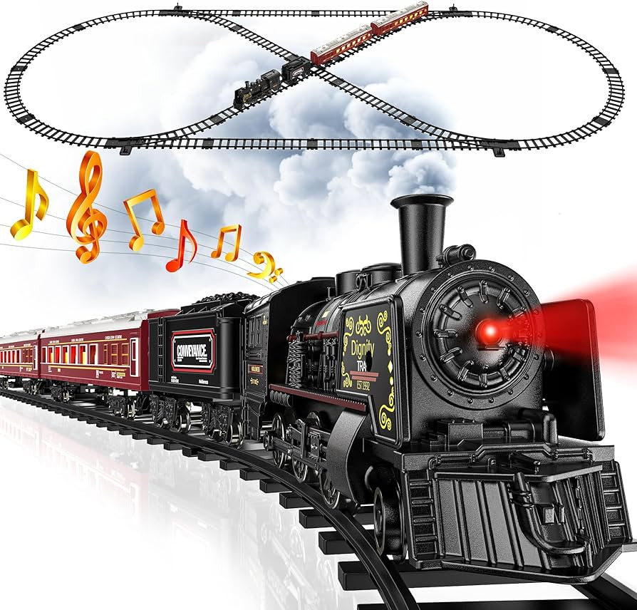 Hot Bee Train Set, Christmas Tree Train Toys with Luxury Tracks & Glowing Passenger Cars, Metal T... | Amazon (US)