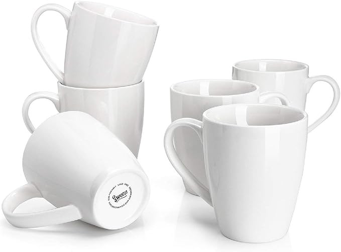 Sweese Porcelain Coffee Mugs - 16 Ounce - Set of 6, Cups for Latte, Hot Tea, Cappuccino, Mocha, C... | Amazon (US)
